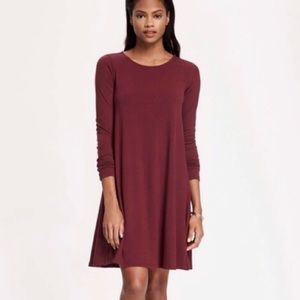 Maroon Long Sleeve Swing Dress